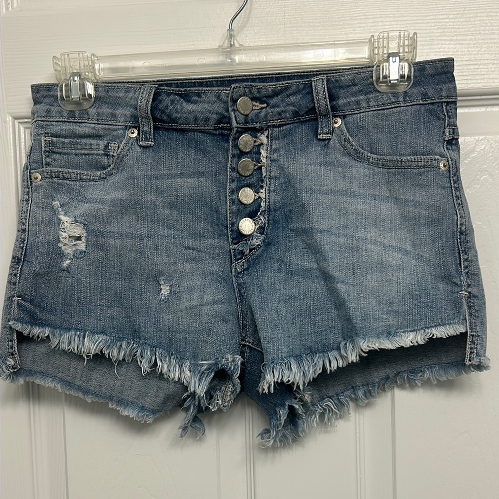 Just USA Distressed Light Blue Denim Jean Shorts